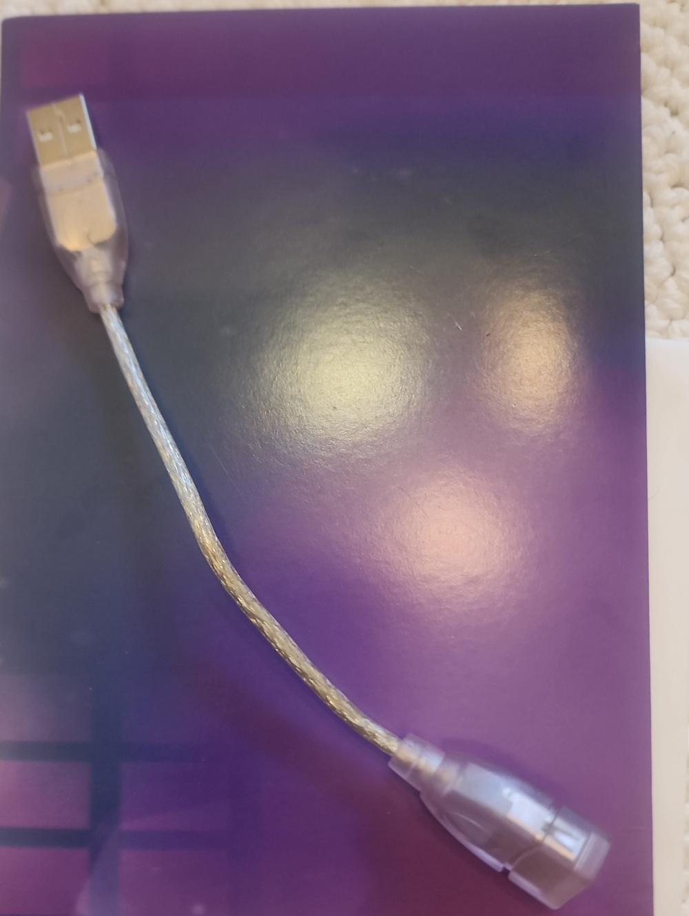 Purple 6" USB A to Female Extension Cable